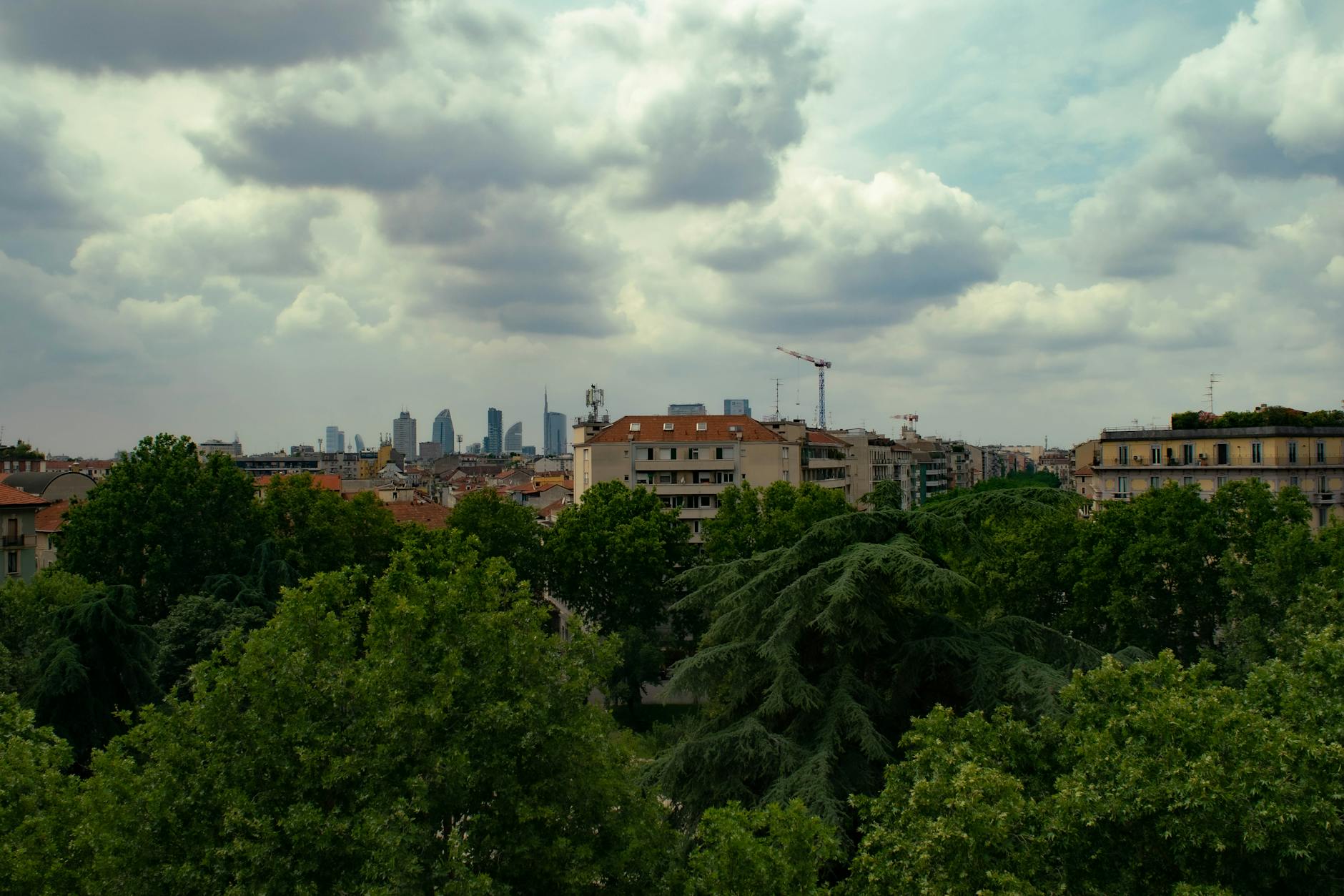 Enjoying a free sunset view over the Milan skyline