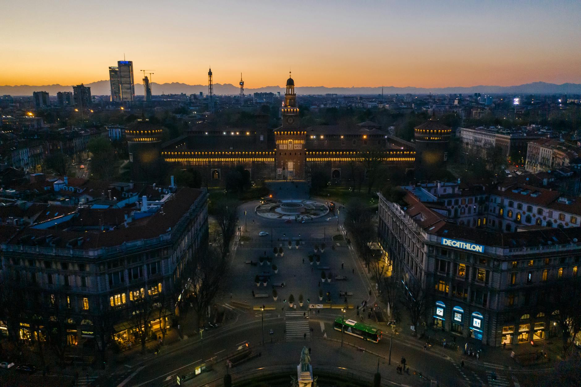 Things to do in Milan at night Castello Sforzesco illuminated walls