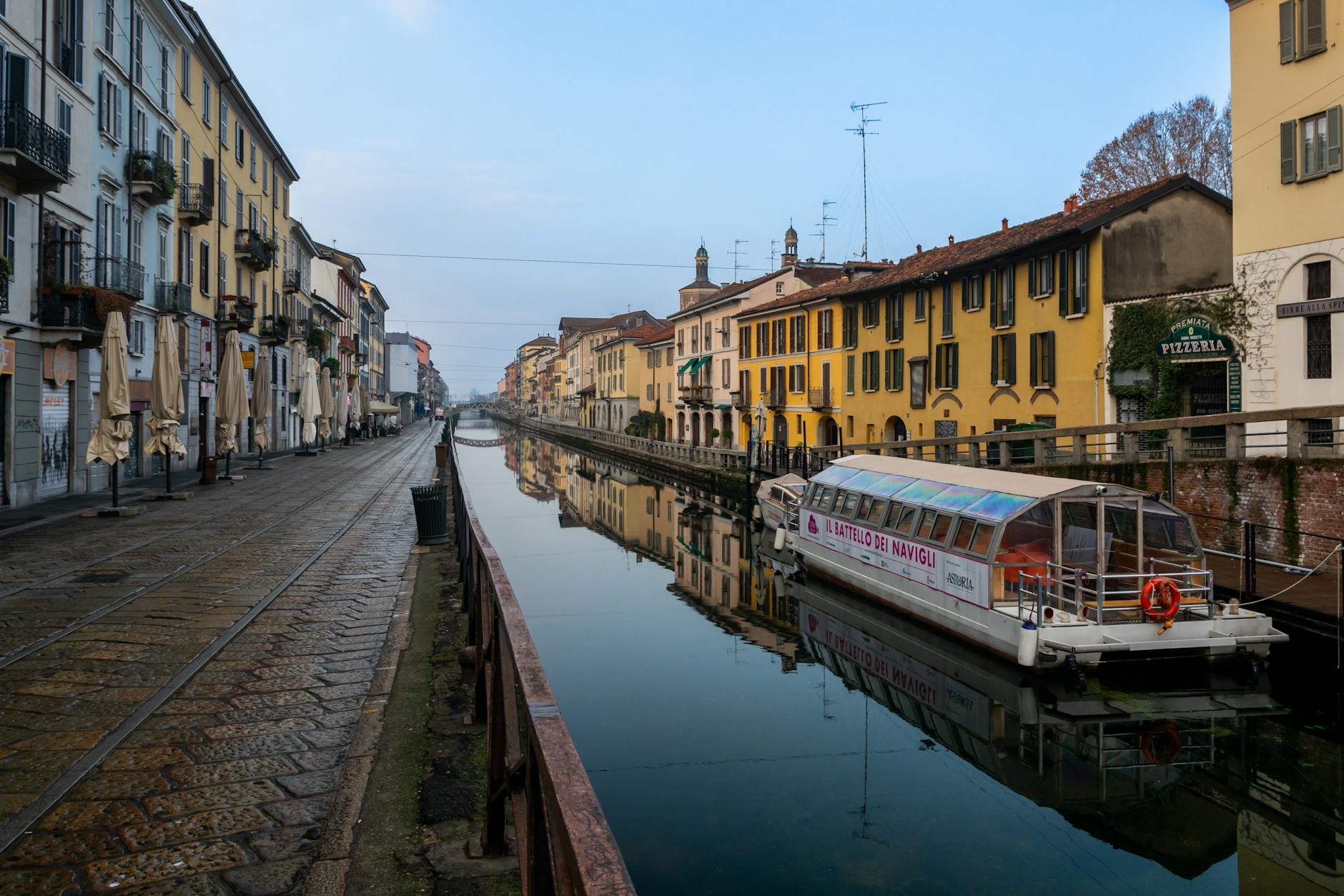 Navigli canal district - one of Milan neighborhoods best known for nightlife
